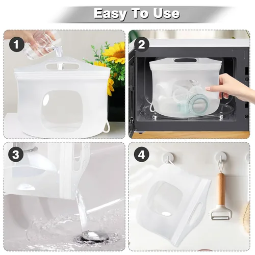 Vista 4 de Bolsa esterilizadora de vapor de silicona de 2L para biberones, bolsa esterilizadora reutilizable para accesorios de sacaleche, chupetes