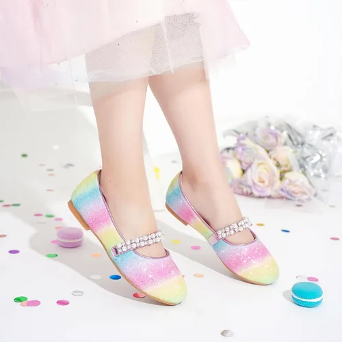 Vista 2 de Zapatos de vestir para niñas pequeñas, zapatos de flores, zapatos de princesa, boda, fiesta, zapatos planos para niñas pequeñas y grandes