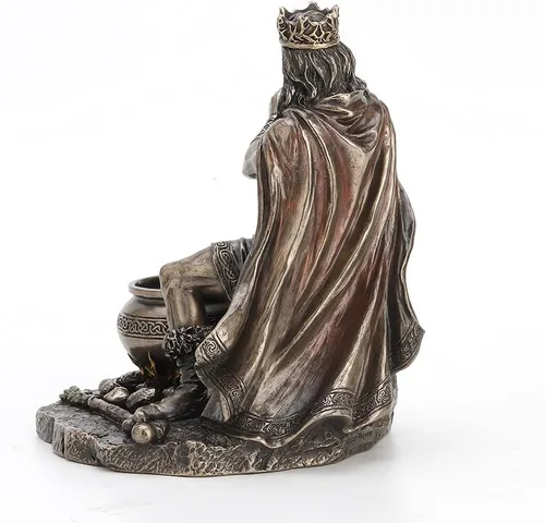 Vista 6 de Veronese Design Escultura de resina bronceada fundida en frío de 7 1/4" de alto dios celta Dagda Druida rey de Tuatha de Danann
