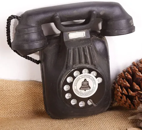 Vista 4 de Modelo retro de teléfono fijo, clásico vintage antiguo teléfono teléfono clásico vintage modelo de teléfono adorno para el hogar y la oficina