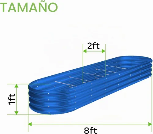 Vista 2 de Land Guard Kit de cama de jardín elevada galvanizada de 8 x 2 x 1 pies, cajas de jardín elevadas de capacidad de 108 galones para exteriores, camas
