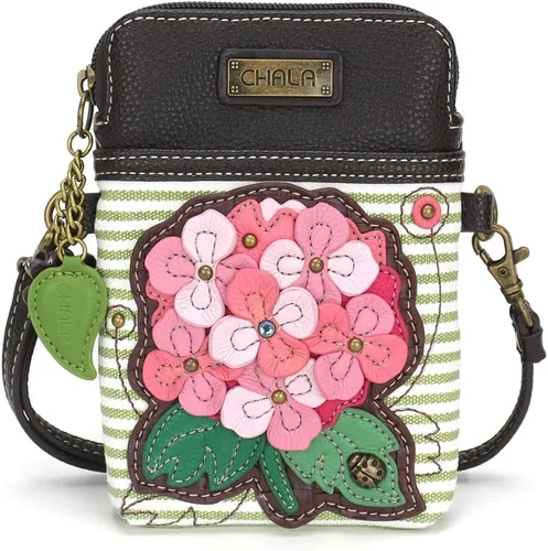 Vista 9 de CHALA Plant Life Collection - Bolso cruzado para teléfono celular, piel sintética, lona, multicolor, con correa ajustable Hongos marrones - Azul