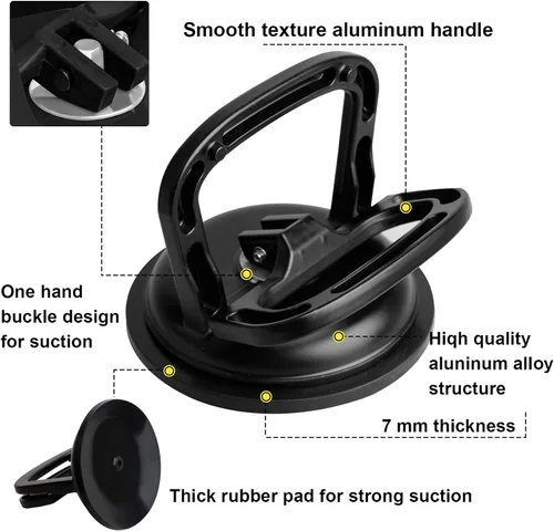 Vista 3 de FCHO Ventosa de vidrio resistente de aluminio para extractor de placa al vacío, ganchos de soporte para elevación, elevador de ventosa de azulejos
