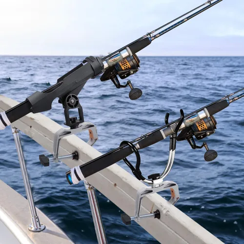 Vista 7 de LBW Automatic Spring Fishing Rod Holder for Ground Bank Fishing Pole Holder Hook Setter Adjustable High Sensitivity Stainless Steel Spring Loaded