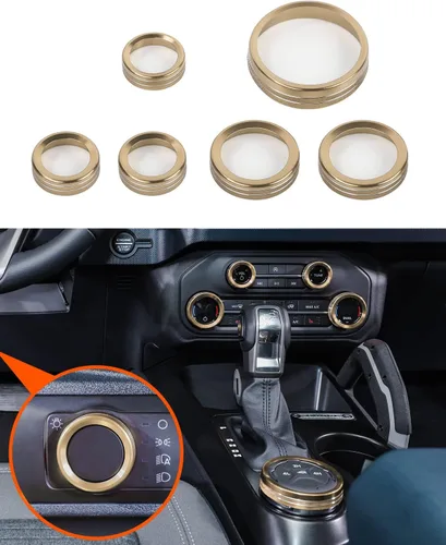 Vista 23 de Savadicar CKT01 Billet - Juegos de molduras de perillas de control de aluminio billet, faros/4WD/HVAC, biseles de anillos de perillas de control