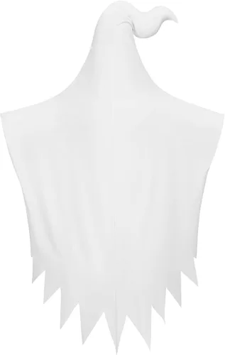 Vista 4 de yolsun Disfraz de fantasma blanco para niños con cubo de calabaza brilla en la oscuridad capa fantasma aterradora juego de rol para cosplay