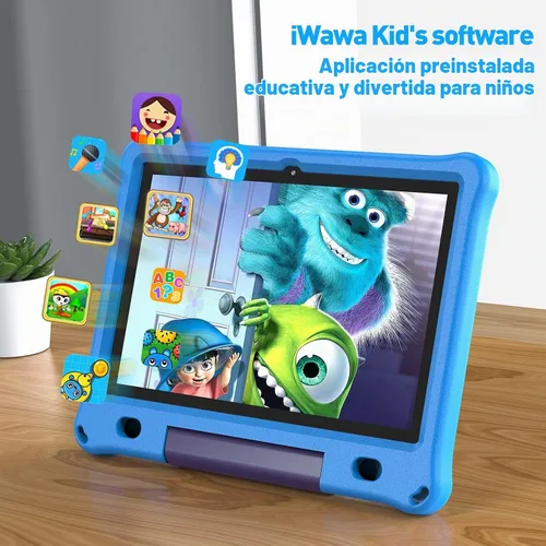 Vista 3 de Tablet infantil de 10 pulgadas con funda, tableta Android 15 de 10 pulgadas para edades de 3 a 12 años, 6 GB de RAM 64 GB de ROM, control parental