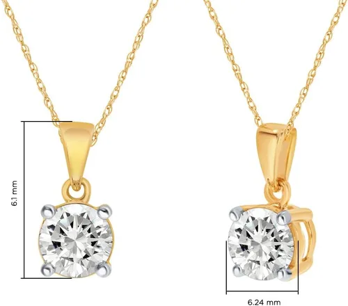 Vista 2 de Certified Lab Grown Diamond Necklaces For Women 14-1 Carat Solid 14k Gold Diamond Necklace Accompanied By Adjustable Real Gold Chain Sparkling GH