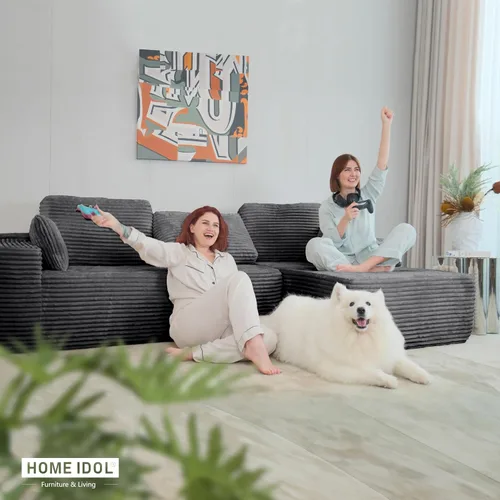 Vista 5 de Sofá modular sin hueso de 105 pulgadas, sofá modular en forma de L, sin marco, modular en forma de L, sin montaje, para sala de estar/dormitorio