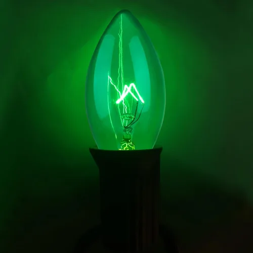Vista 3 de Bombillas de Repuesto de Luz de Navidad C9, Paquete de 25 Bombillas de Luces de Navidad Verde Transparente, Bombilla de Base Intermedia E17