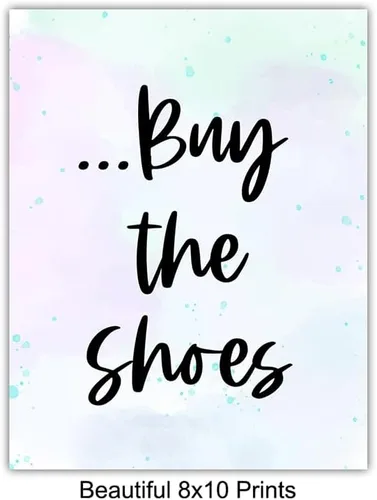 Vista 5 de Arte y decoración de pared de diseñador azul, Life Is Short Buy The Shoes - Decoración de pared glamorosa - Póster artístico de diseño de alta moda