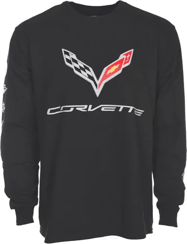 Vista 2 de JH DESIGN GROUP Chevy Corvette C7 - Camiseta de manga larga para hombre, color negro