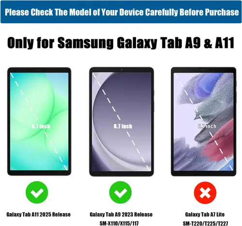Vista 2 de Funda infantil para Samsung Galaxy Tab A11 /A9 de 8.7 pulgadas versión 2025/2023, ligera, a prueba de golpes, apta para niños, con protector