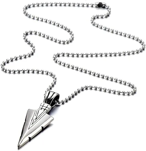 Vista 2 de Triangle-Box 1 unids mate negro largo collar con flecha colgante joyería corta quilla cadena hombres diseño Hip Hop Punk Rock fiesta joyería regalo