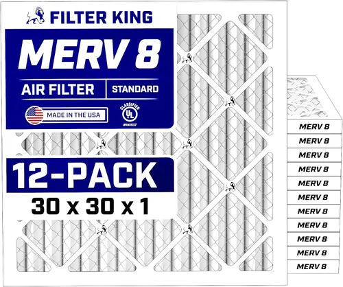 Vista 128 de Filter King Filtro de aire de 5.88 x 12.13 x 1 (MERV 8) (paquete de 12) filtros de horno de CA para control de polvo y alergias, fabricados en EE.