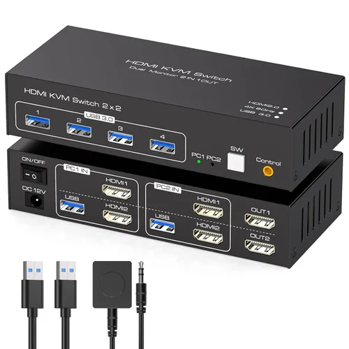 Vista 8 de Selector de interruptor USB 3.0 4 computadoras comparten 4 puertos USB A para ratón, teclado, impresora, escáner con control remoto inalámbrico