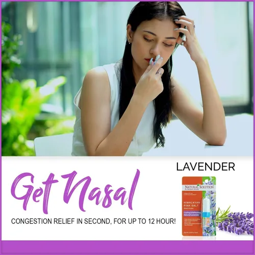 Vista 3 de Natural Solution Inhalador nasal con aromaterapia de sal rosa, mejora la respiración con alivio relajante y refrescante de los senos nasales