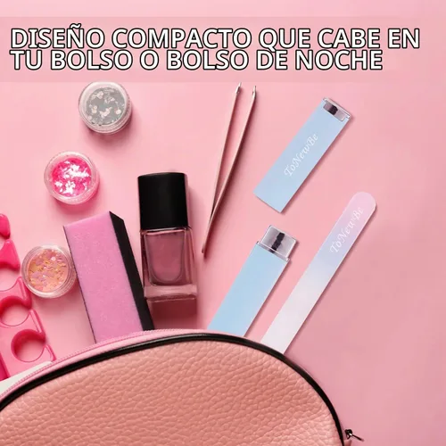 Vista 8 de Lima de uñas de vidrio en estuche, lima de uñas de cristal, lima checa, lima de uñas grabadas de doble cara para arte de uñas y cuidado de uñas