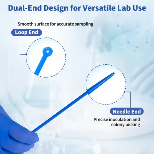Vista 5 de Bucle de inoculación desechable de 1 ul, varilla de muestreo de plástico estéril gamma, herramienta de inoculación de poliestireno azul