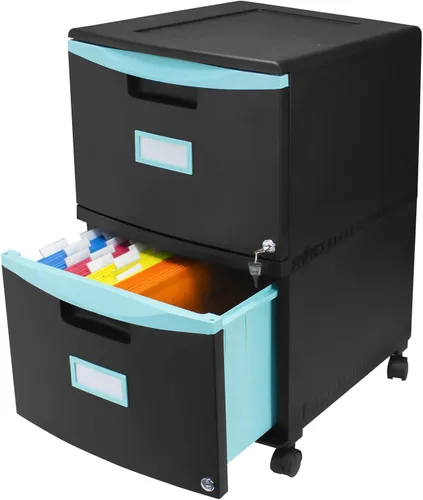 Vista 9 de Storex gabinete de un solo cajón de mini archivo con cerradura, 18.25 x 14.75 x 12.75 in, color negro, (61265B01C), Negro Total 1