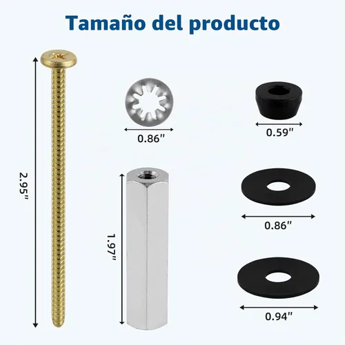 Vista 7 de Tornillos universales del asiento de inodoro del latón macizo, 2 pernos de asiento de inodoro del metal de las PC