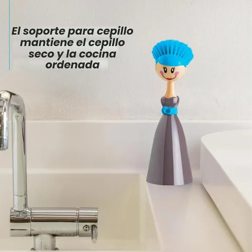 Vista 6 de Vigar Dolls Arandelle - Cepillo para platos con vestido estampado, 9-3/5 pulgadas