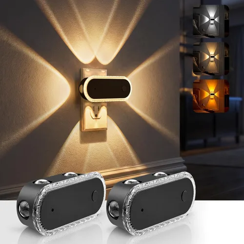 Vista 30 de L LOHAS LED - Luz nocturna LED, paquete de 2 luces nocturnas LED modernas enchufables en la pared con sensor de atardecer a amanecer, 0-100LM