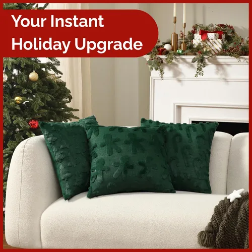 Vista 5 de Fundas de almohada de árbol de Navidad de 16 x 16 pulgadas - Juego de 2 fundas de almohada de Navidad - Fundas de almohada navideñas para sofá