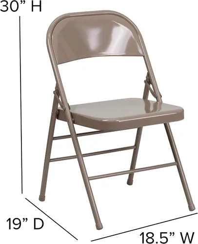 Vista 3 de Flash Furniture Serie Hércules Silla plegable de metal de triple soporte y doble bisagra - beige