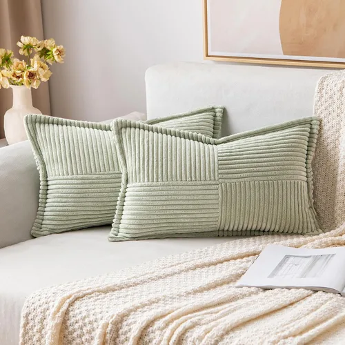Vista 84 de MIULEE - Juego de 2 fundas de almohada beige de 12 x 12 pulgadas con entretejido, fundas de almohada a rayas bohemias supersuaves con textura