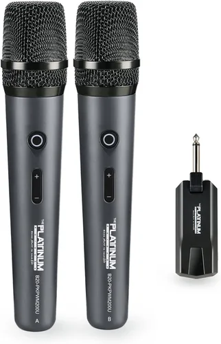 Vista 2 de El micrófono inalámbrico platino para entrada de micrófono UHF Metal Dynamic Handheld Micrófono multiusos con receptor recargable Rango de 160 pies