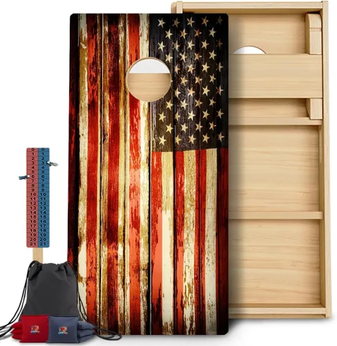 Vista 130 de CornholeGamesUSA Pro - Juego de tablas de Cornhole Fabricado en Estados Unidos Abedul báltico 3/4 Sin rebote Patas triples gruesas Dos 1