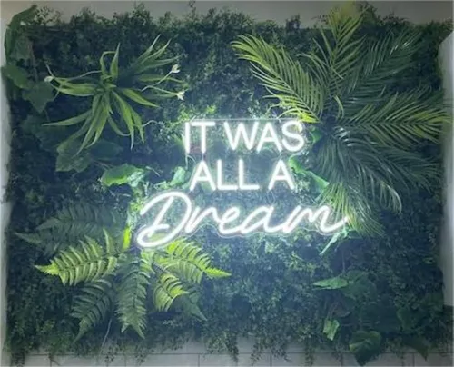 Vista 5 de Letrero de neón con texto en inglés «It Was All A Dream», luces LED de neón para decoración de pared, boda, letrero de neón personalizado