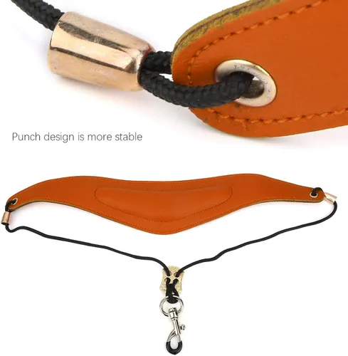Vista 4 de Correa de saxofón acolchada para el cuello de saxofón con gancho giratorio, Naranja