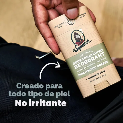 Vista 6 de Dr. Squatch - Desodorante natural para hombres - Sin aluminio, elimina el olor - Birchwood Breeze (2.65 oz, paquete de 3)