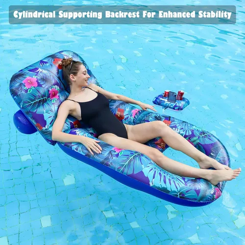 Vista 4 de FindUWill Flotadores de piscina para adultos, tumbona inflable grande para piscina, balsa flotante, flotador de bronceado Sunchill, accesorios
