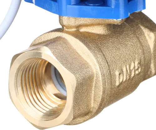 Vista 6 de Válvula de bola motorizada de 1/2 pulgada U.S. Solid Brass 9-24V AC/DC de 3 cables con cierre automático de puerto completo con anulación manual
