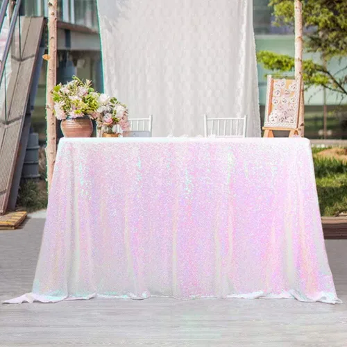 Vista 14 de Fanqisi Manteles de mesa de lentejuelas con purpurina azul bebé, 50 x 102 pulgadas, para decoración de mesa de baby shower, boda, niños, fiesta