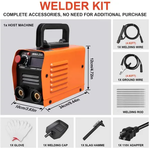 Vista 2 de Siasky Mini máquina de soldar, máquina de soldadura mejorada de 110 V, soldador portátil MMA-250A, soldador inversor IGBT con arranque en caliente
