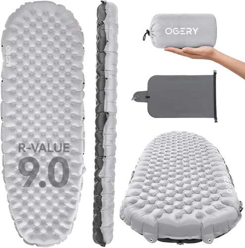Vista 9 de OGERY Almohadilla de dormir aislada, R-Value 9.0, 4.7 pulgadas de grosor Verde