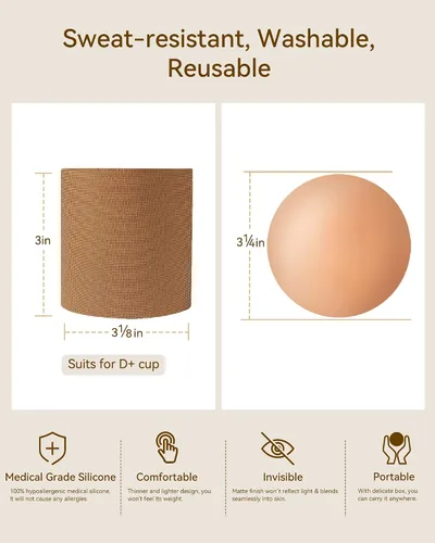 Vista 6 de Niidor Boob Tape for Breast Lift, Push Up Breast Tape for Large Breast with Nipple Cover for Women, Pasties with Travel Case