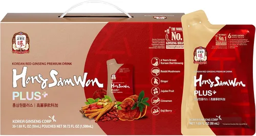 Vista 8 de JUNG KWAN JANG Hong Sam Won Delight - Té de ginseng rojo coreano, bebida energética de hierbas con lima, azufaifa, jengibre, 3 vitaminas y 9