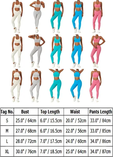 Vista 7 de ABOCIW Conjuntos de entrenamiento para mujer, 2 piezas, cintura cruzada, leggings de cintura alta, tirantes deportivos, para ejercicio, gimnasio