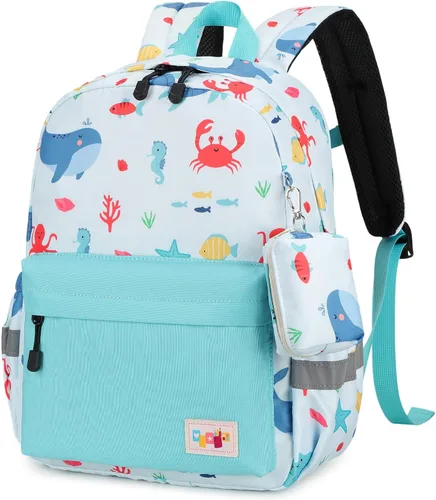 Vista 7 de mygreen Mochila para niños pequeños, mochila para niños y niñas con correa para el pecho Coches Coloridos Azul Claro