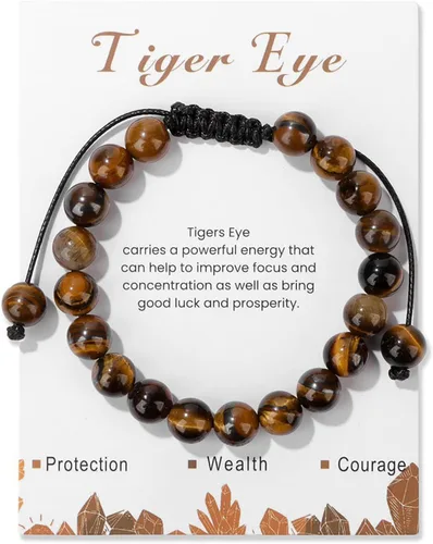 Vista 45 de Pulsera de cristal curativo para mujer de 0.315 in, pulsera de cuentas de cristal natural ajustable hecha a mano, joyería curativa, regalo