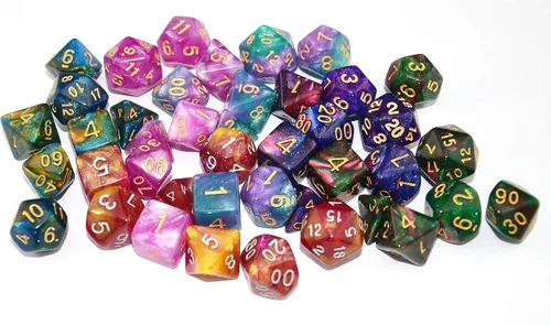 Vista 5 de SmartDealsPro 6 x 7 juegos (42 piezas) juegos de dados poliédricos con purpurina con bolsas para DND RPG MTG Dungeon and Dragons tablero de mesa