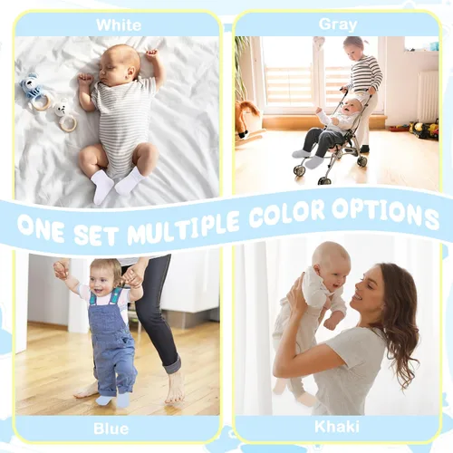 Vista 5 de 8 pares de calcetines de bebé con empuñaduras de algodón antideslizantes calcetines de caminar bonitos regalos para recién nacidos, niñas y niños