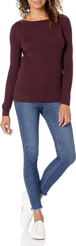 Vista 4 de Tienda Essentials - Suéter ligero y acanalado de manga larga con cuello bote para mujer