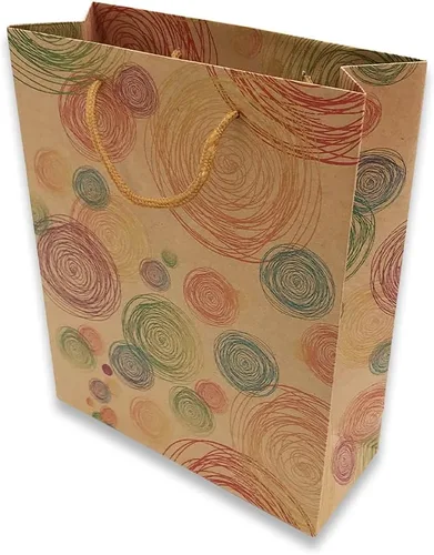 Vista 5 de 888 Display USA, Inc 6 bolsas de papel de 7.5 x 3 x 9.5 pulgadas de alto, diseño floral negro sobre papel Kraft, bolsas