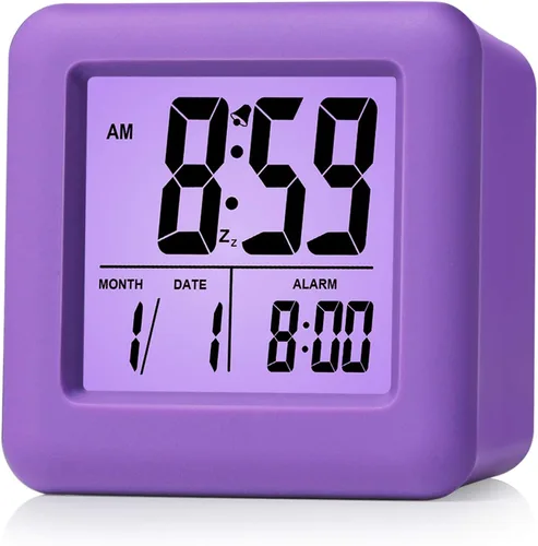 Vista 11 de Plumeet Reloj despertador digital para niños con repetición y luz nocturna blanca, reloj despertador de viaje de fácil configuración, hora, fecha